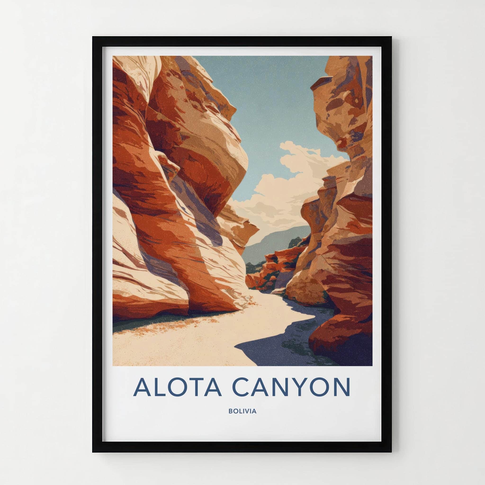 Alota Canyon Poster - Bolivia Travel Illustration - Striking Desert Canyon Lounge Decor