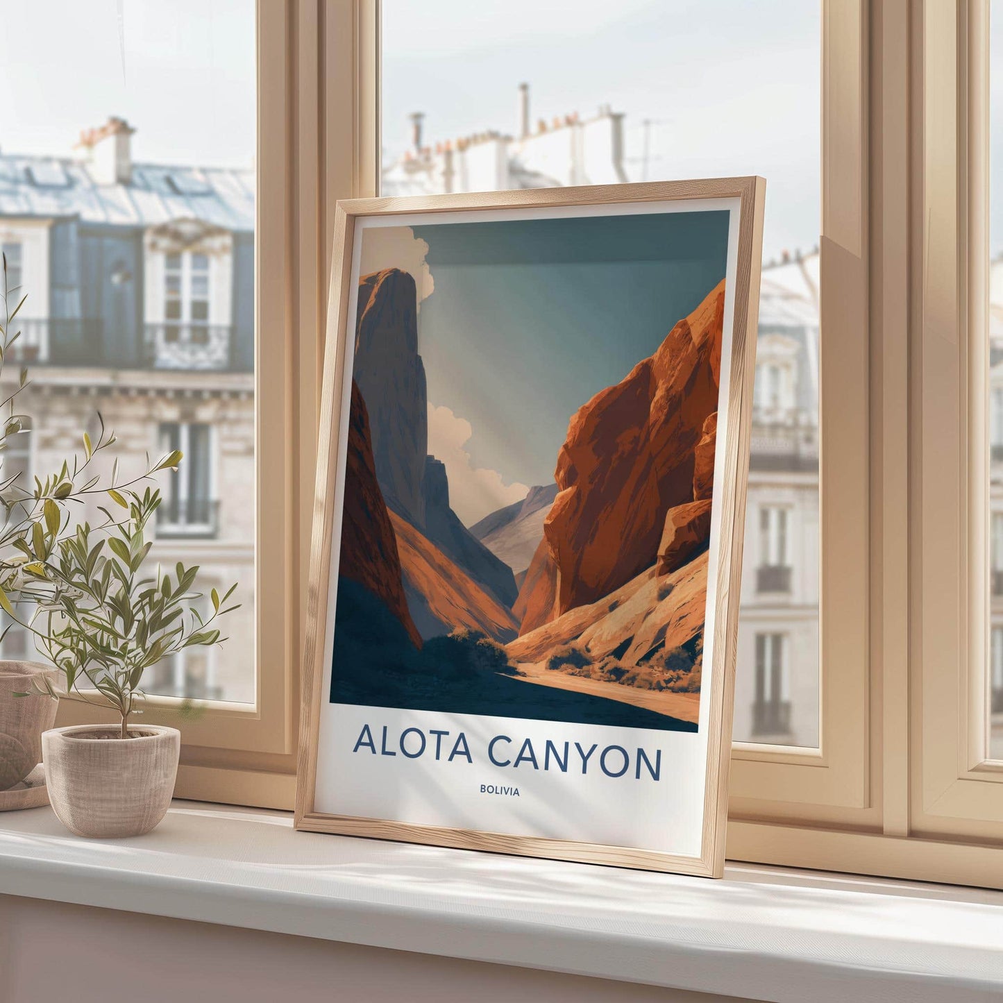 Alota Canyon Poster - Bolivia Travel Illustration - Warm Canyon View Wall Decor