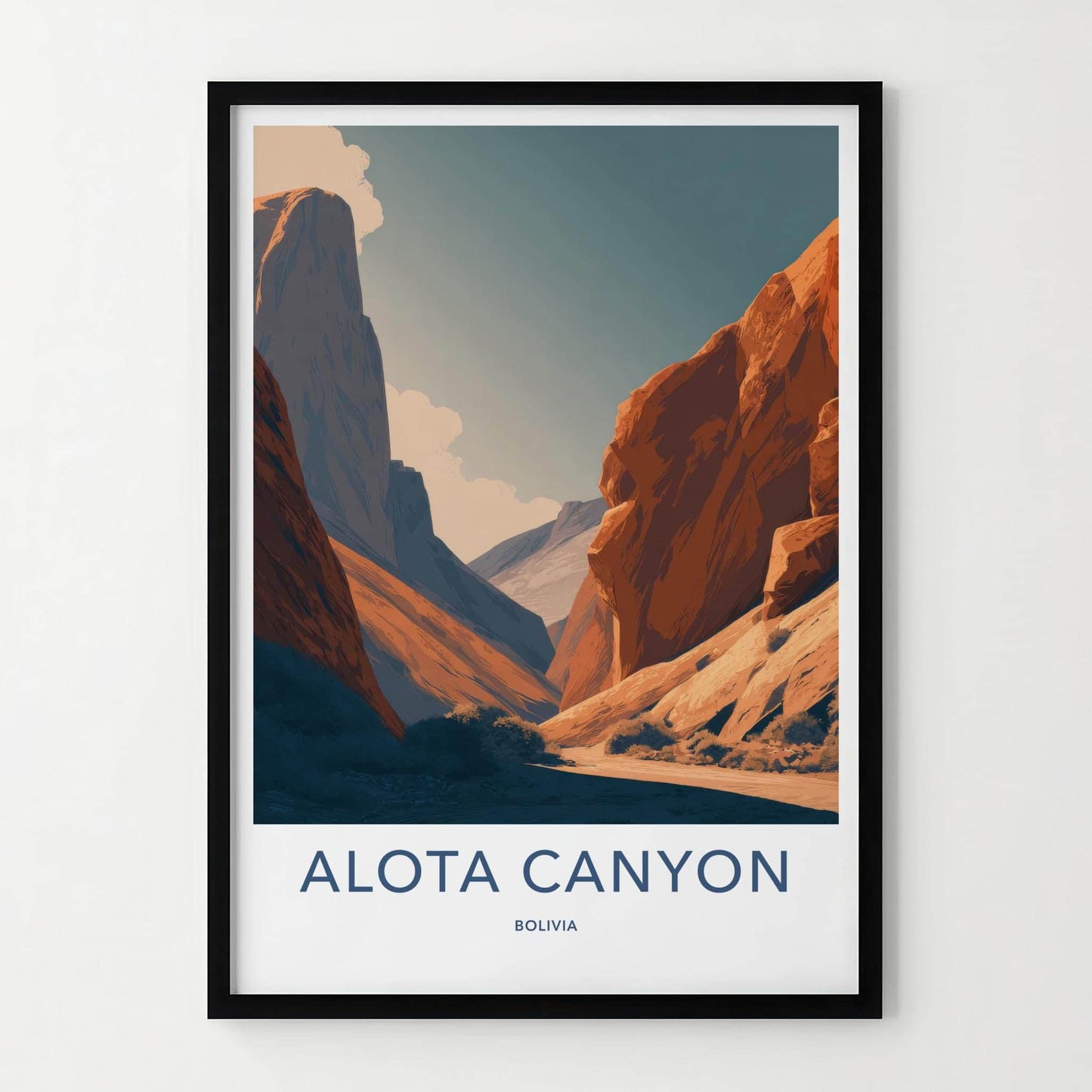 Alota Canyon Poster - Bolivia Travel Illustration - Warm Canyon View Wall Decor