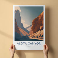 Alota Canyon Poster - Bolivia Travel Illustration - Warm Canyon View Wall Decor