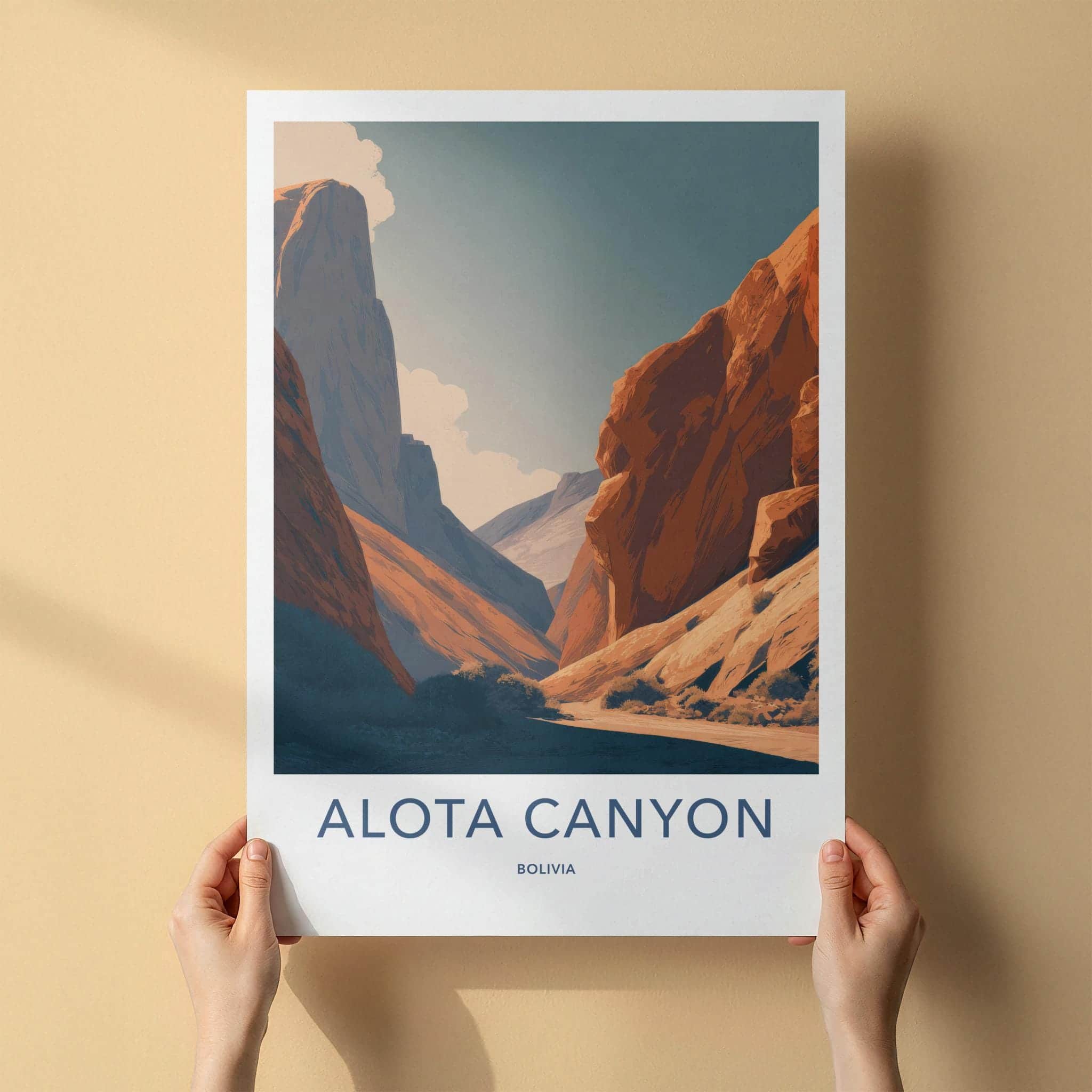 Alota Canyon Poster - Bolivia Travel Illustration - Warm Canyon View Wall Decor