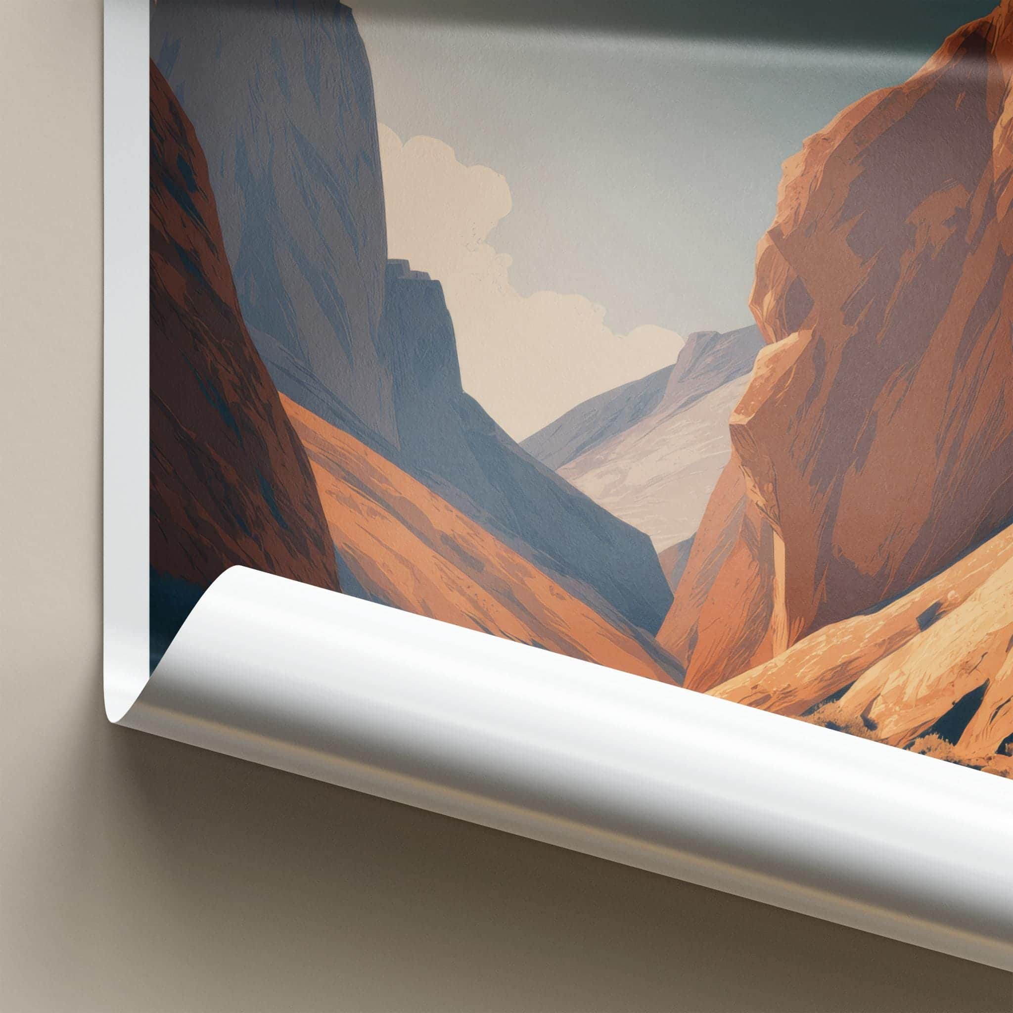 Alota Canyon Poster - Bolivia Travel Illustration - Warm Canyon View Wall Decor