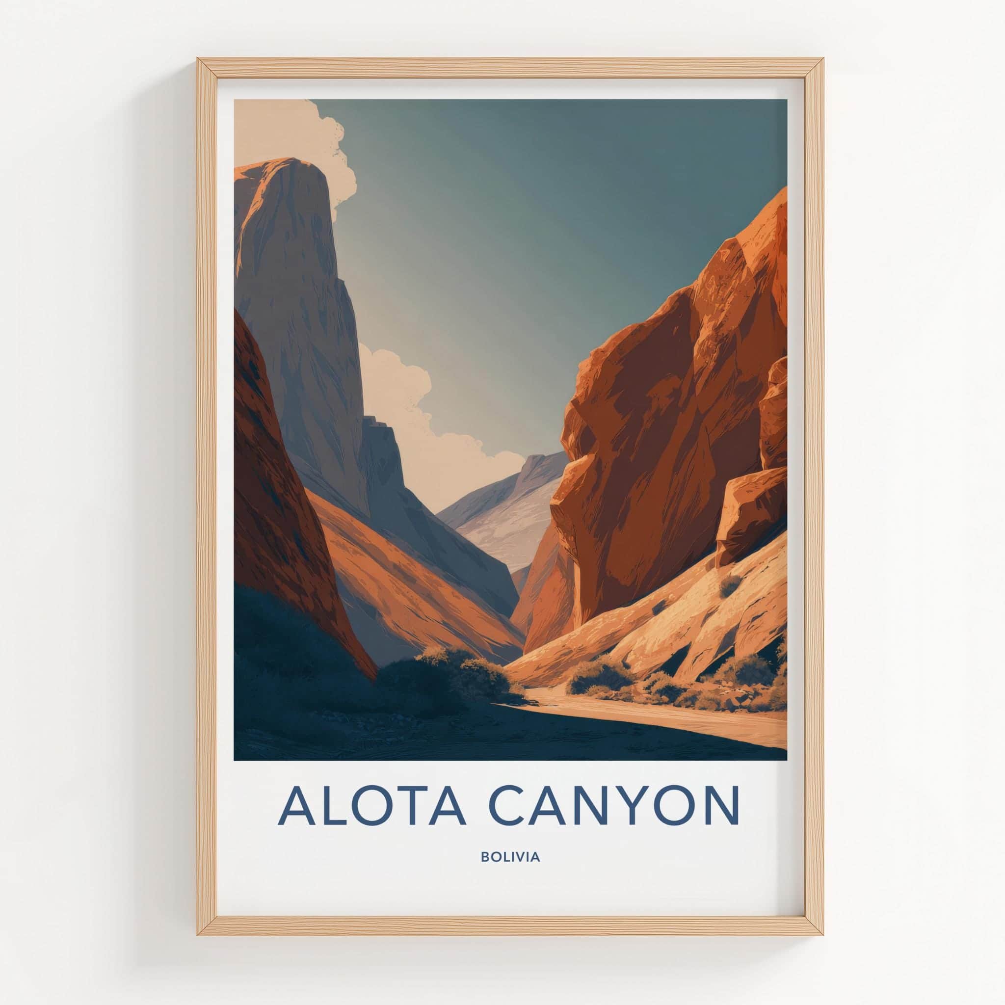 Alota Canyon Poster - Bolivia Travel Illustration - Warm Canyon View Wall Decor
