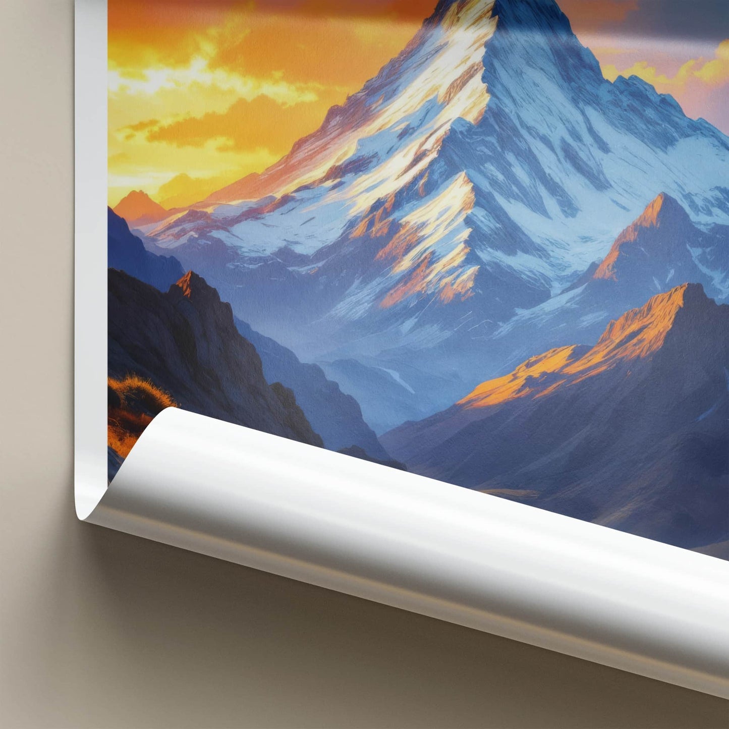 Alpamayo Poster - Peru Framed Print - Golden Mountain Sunset Gallery Art