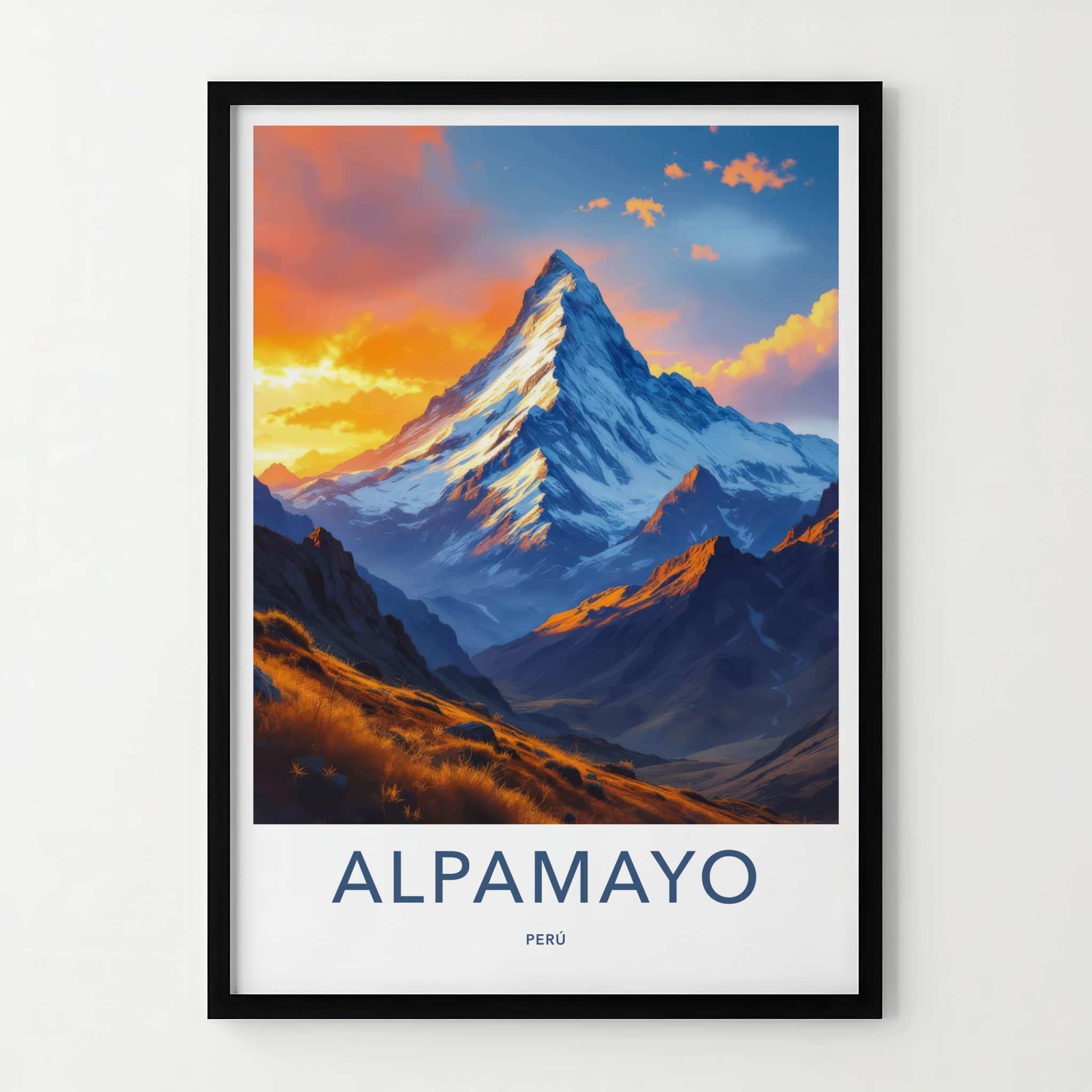 Alpamayo Poster - Peru Framed Print - Golden Mountain Sunset Gallery Art