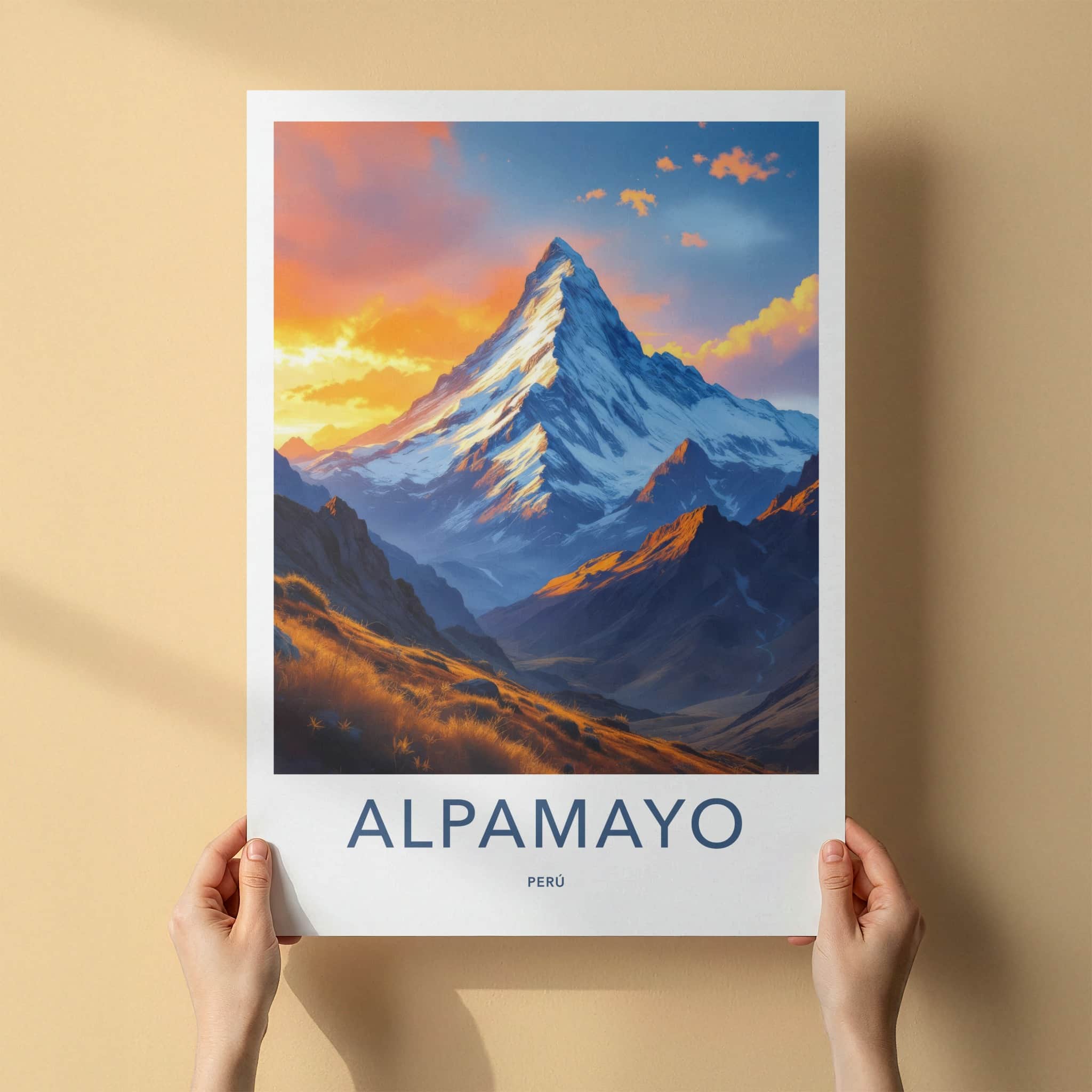 Alpamayo Poster - Peru Framed Print - Golden Mountain Sunset Gallery Art