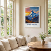 Alpamayo Poster - Peru Framed Print - Golden Mountain Sunset Gallery Art
