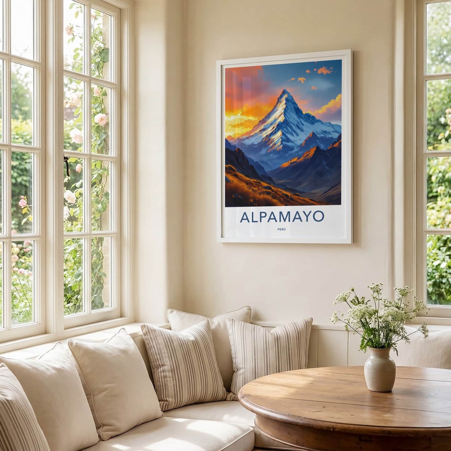 Alpamayo Poster - Peru Framed Print - Golden Mountain Sunset Gallery Art