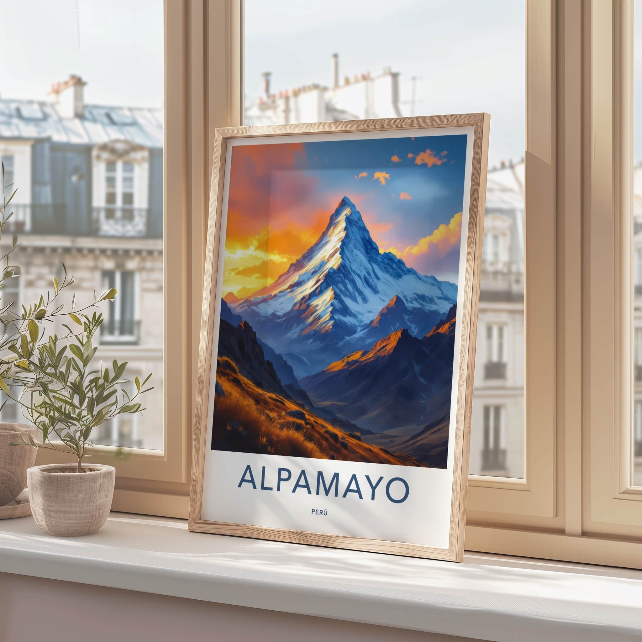 Alpamayo Poster - Peru Framed Print - Golden Mountain Sunset Gallery Art