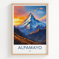 Alpamayo Poster - Peru Framed Print - Golden Mountain Sunset Gallery Art