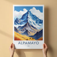 Alpamayo Poster - Peru Travel Art - Golden Valley Mountain Home Decor