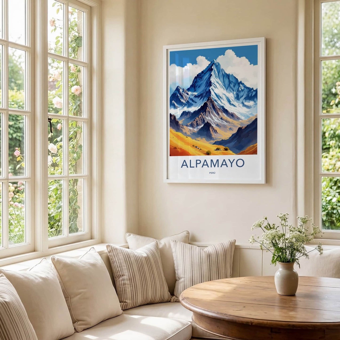 Alpamayo Poster - Peru Travel Art - Golden Valley Mountain Home Decor