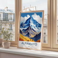 Alpamayo Poster - Peru Travel Art - Golden Valley Mountain Home Decor