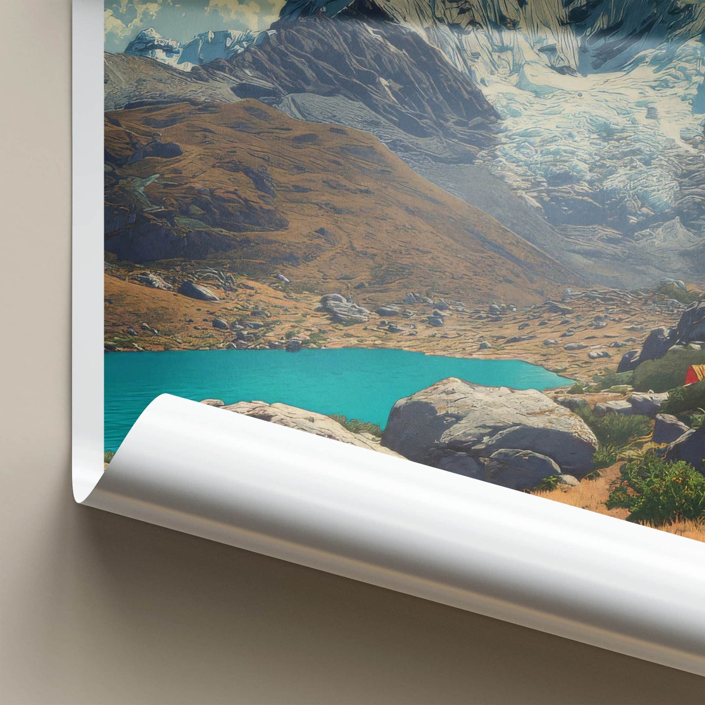 Alpamayo Poster - Peru Travel Art - Icy Peak Lake Home Decor