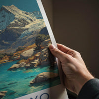 Alpamayo Poster - Peru Travel Art - Snowy Peak Lake Wall Decor