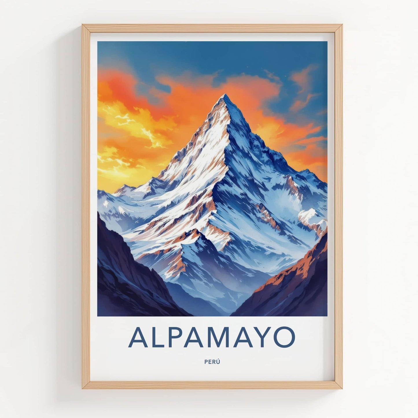 Alpamayo Poster - Peru Travel Art - Towering Snowy Summit Home Decor