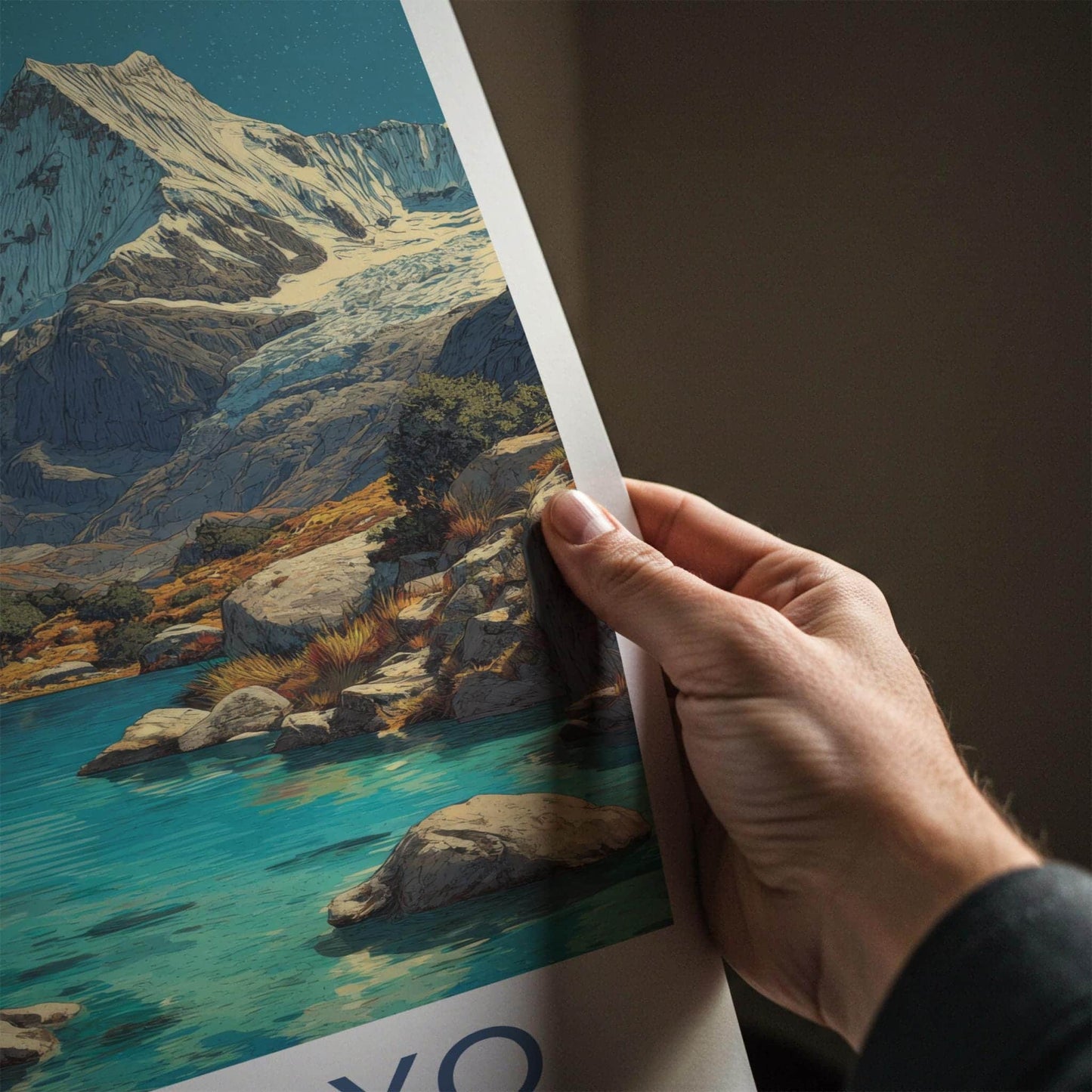 Alpamayo Poster - Peru Travel Art - Turquoise Water Peak Home Decor