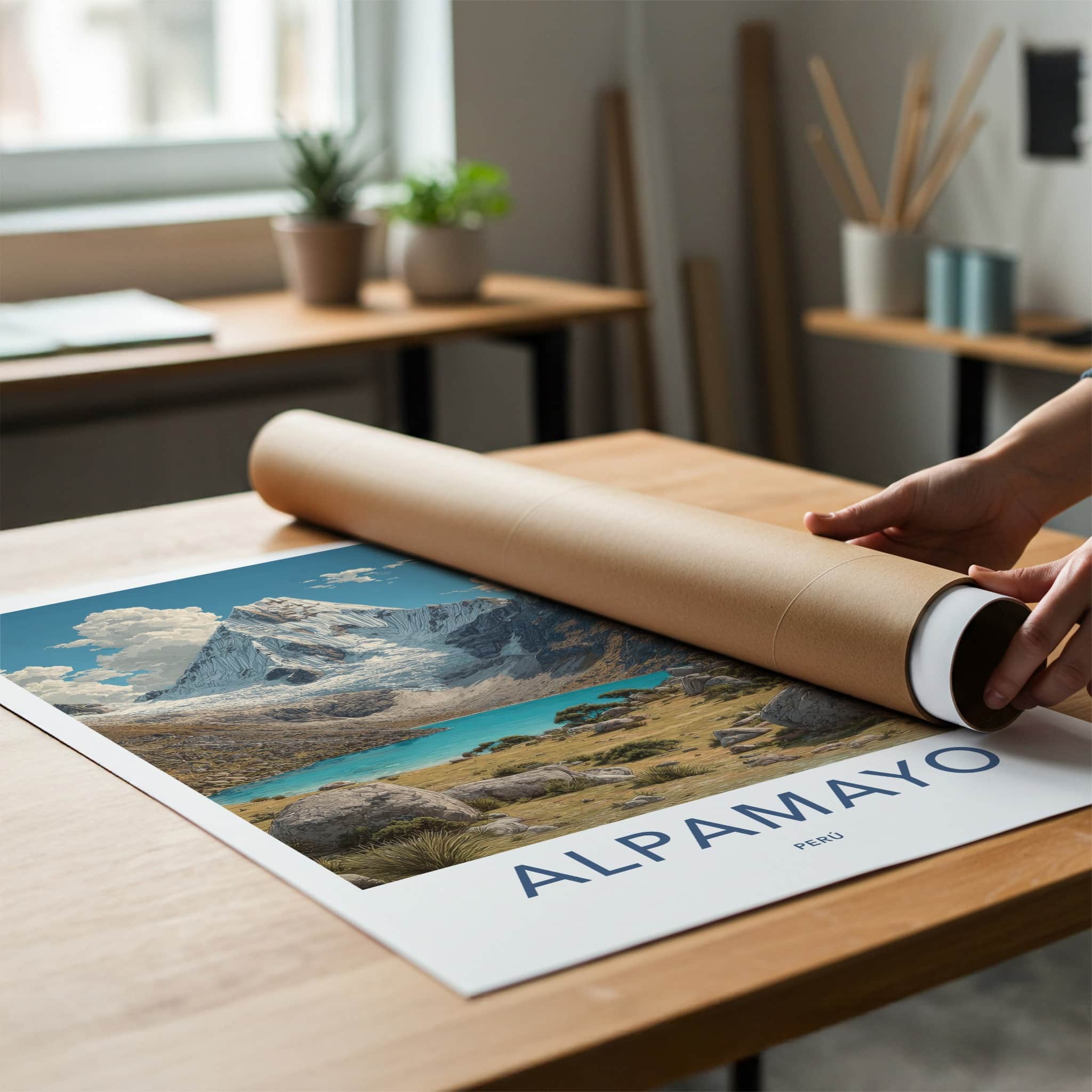 Alpamayo Poster - Peru Travel Print - Glacier Lake Camp Home Decor