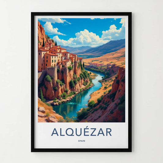 Alquezar Poster - Spain Travel Art - Historic Cliff Village Wall Decor