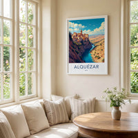 ALQUEZAR Poster - Spain Wall Art - Historic Cliffside Village Home Decor