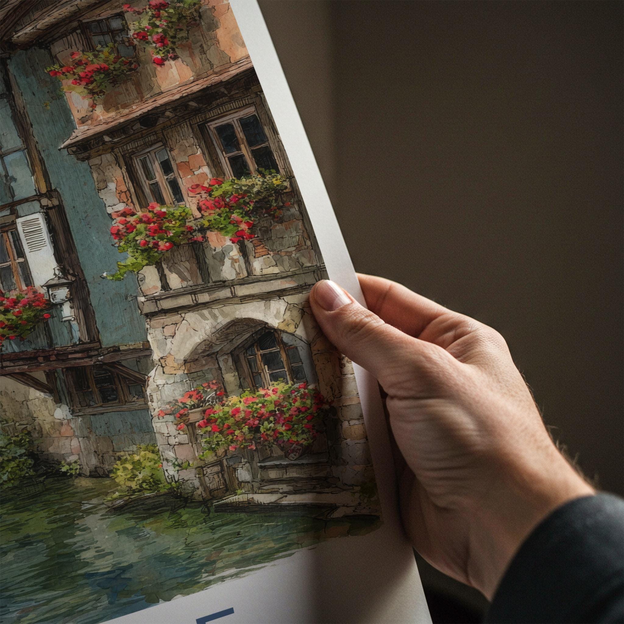Alsace Poster - France Travel Art - Flowered Canal Houses Home Decor