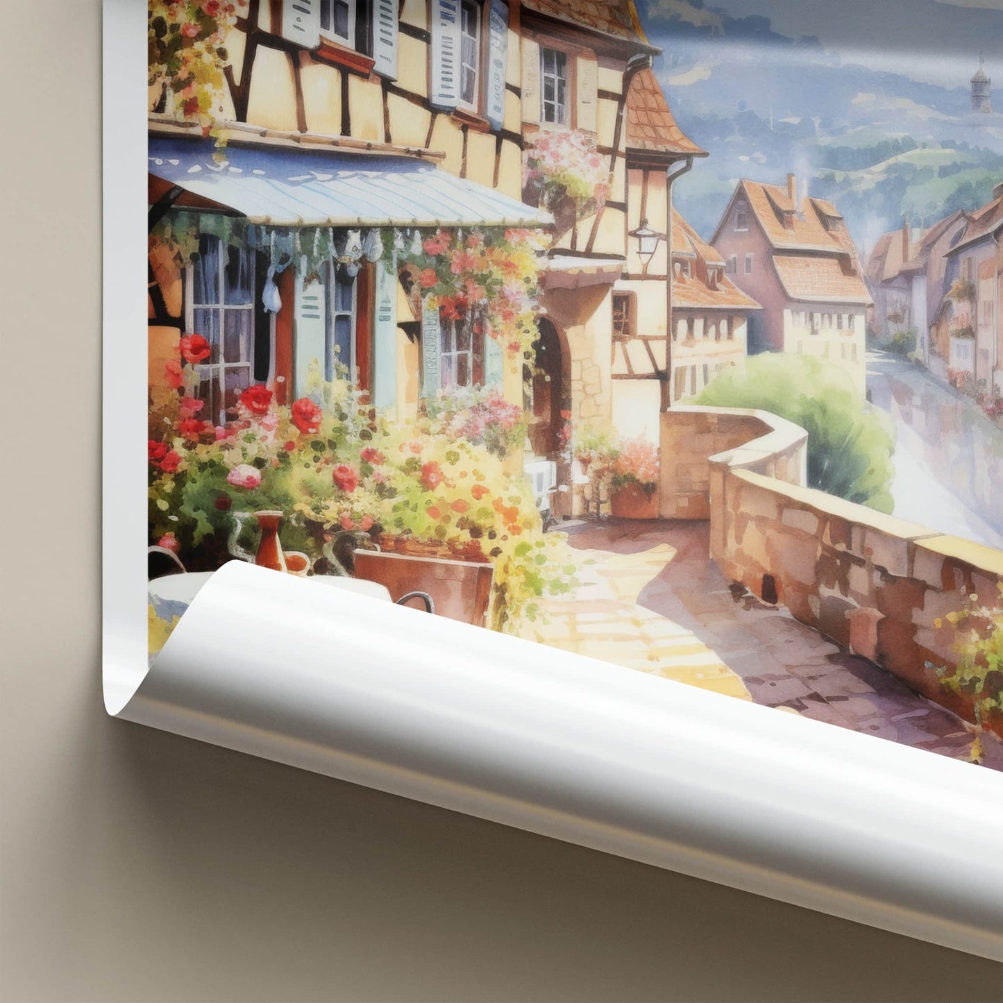Alsace Poster - France Travel Art - Flowered Village Street Home Decor