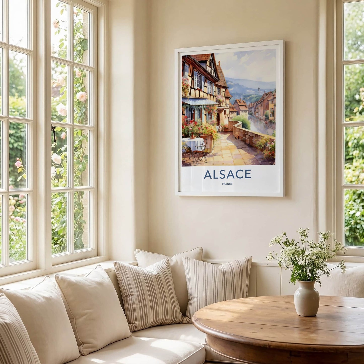 Alsace Poster - France Travel Art - Flowered Village Street Home Decor