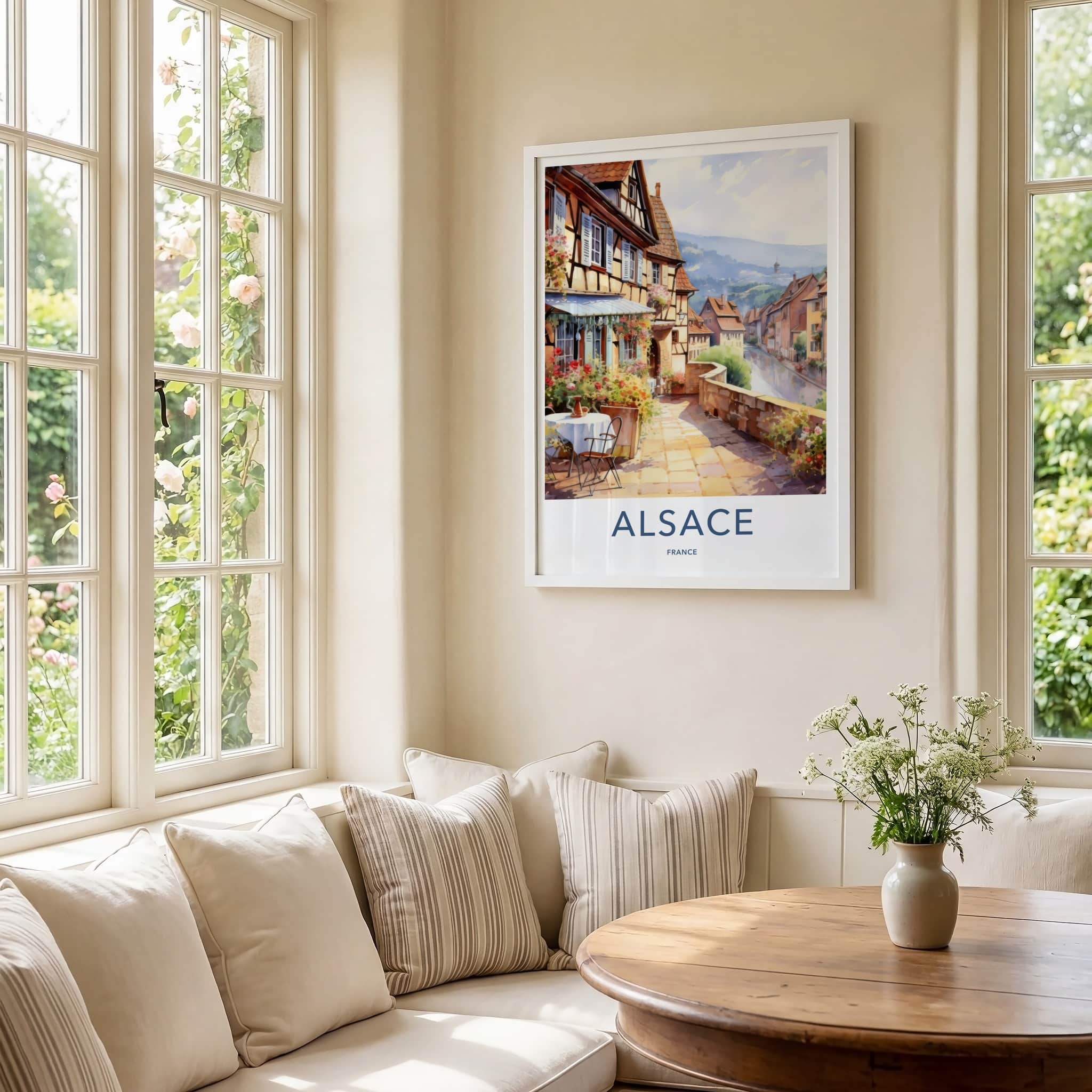 Alsace Poster - France Travel Art - Flowered Village Street Home Decor