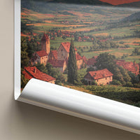 Alsace Poster - France Travel Art - Sunset Village Vineyards Wall Decor