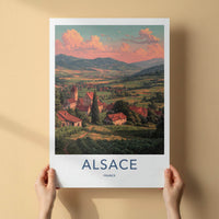 Alsace Poster - France Travel Art - Sunset Village Vineyards Wall Decor