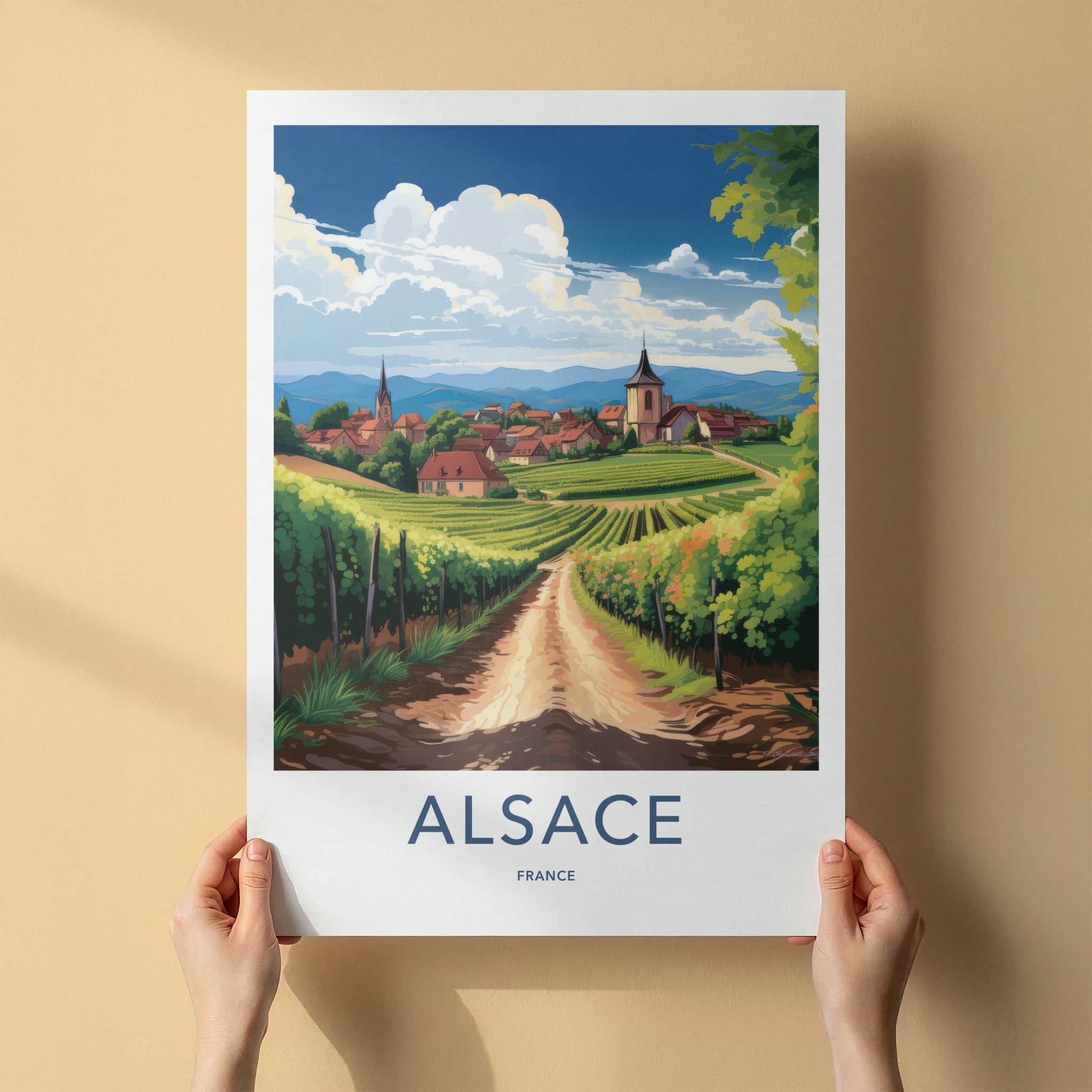 Alsace Poster - France Travel Art - Vineyard Valley Village Home Decor