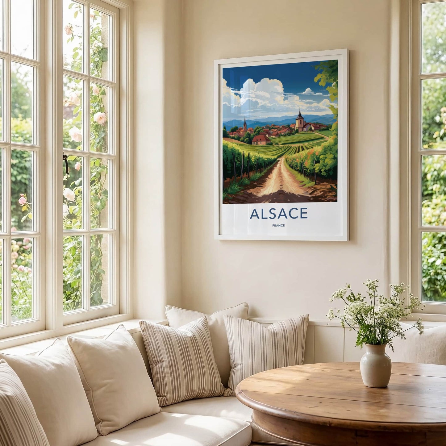 Alsace Poster - France Travel Art - Vineyard Valley Village Home Decor