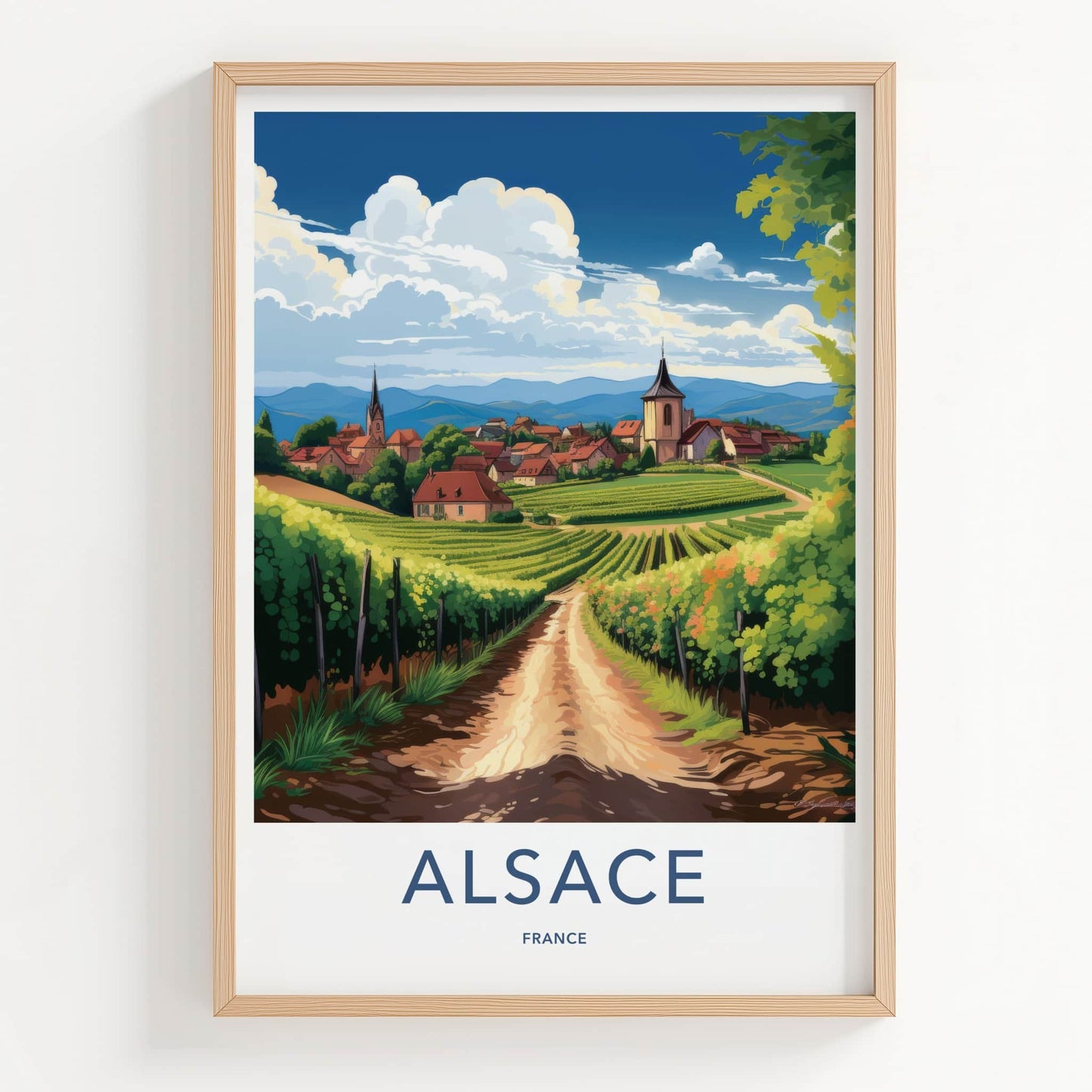 Alsace Poster - France Travel Art - Vineyard Valley Village Home Decor