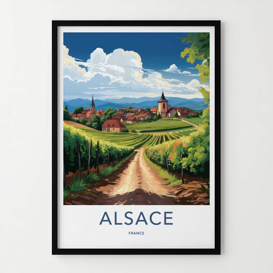 Alsace Poster - France Travel Art - Vineyard Valley Village Home Decor