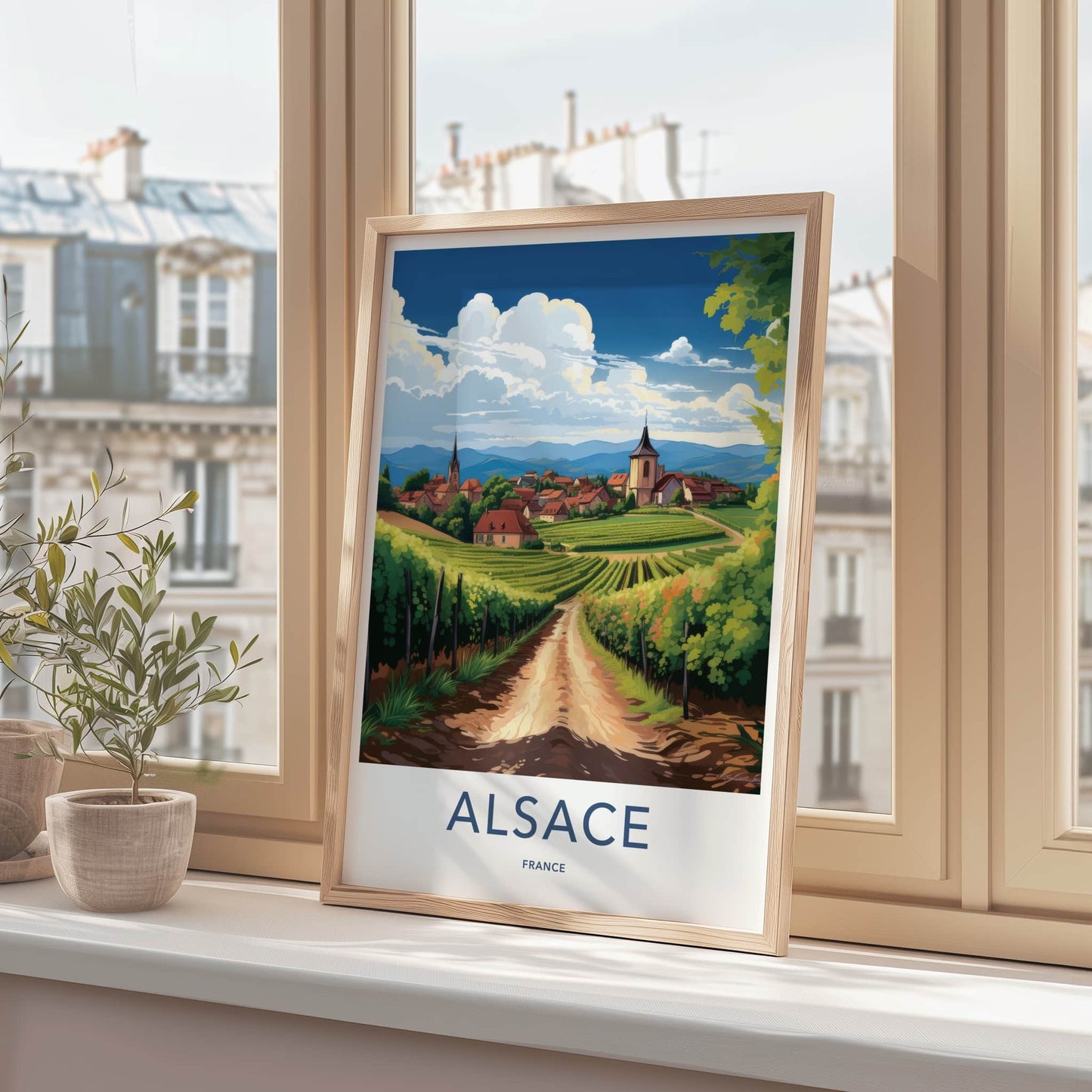 Alsace Poster - France Travel Art - Vineyard Valley Village Home Decor