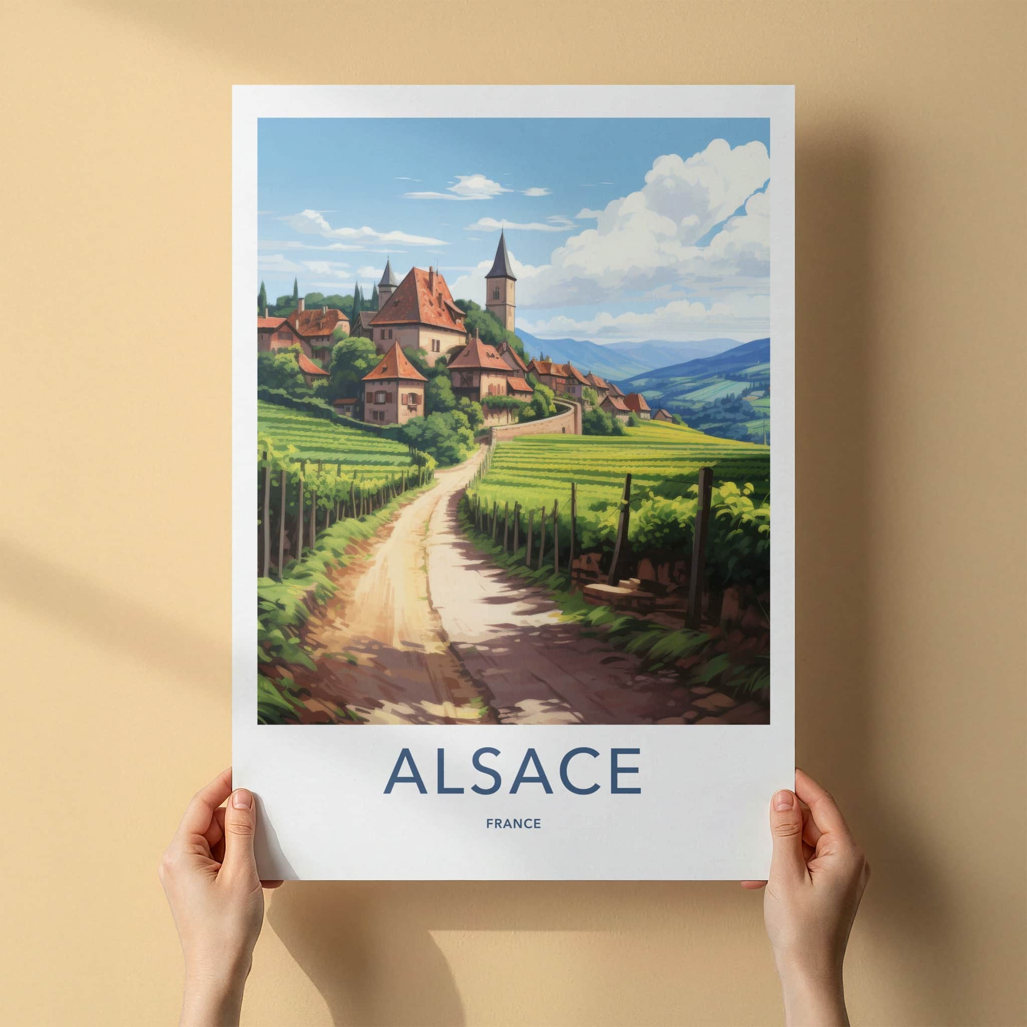 Alsace Poster - France Travel Art - Winding Road Vineyards Home Decor