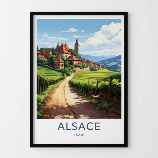 Alsace Poster - France Travel Art - Winding Road Vineyards Home Decor