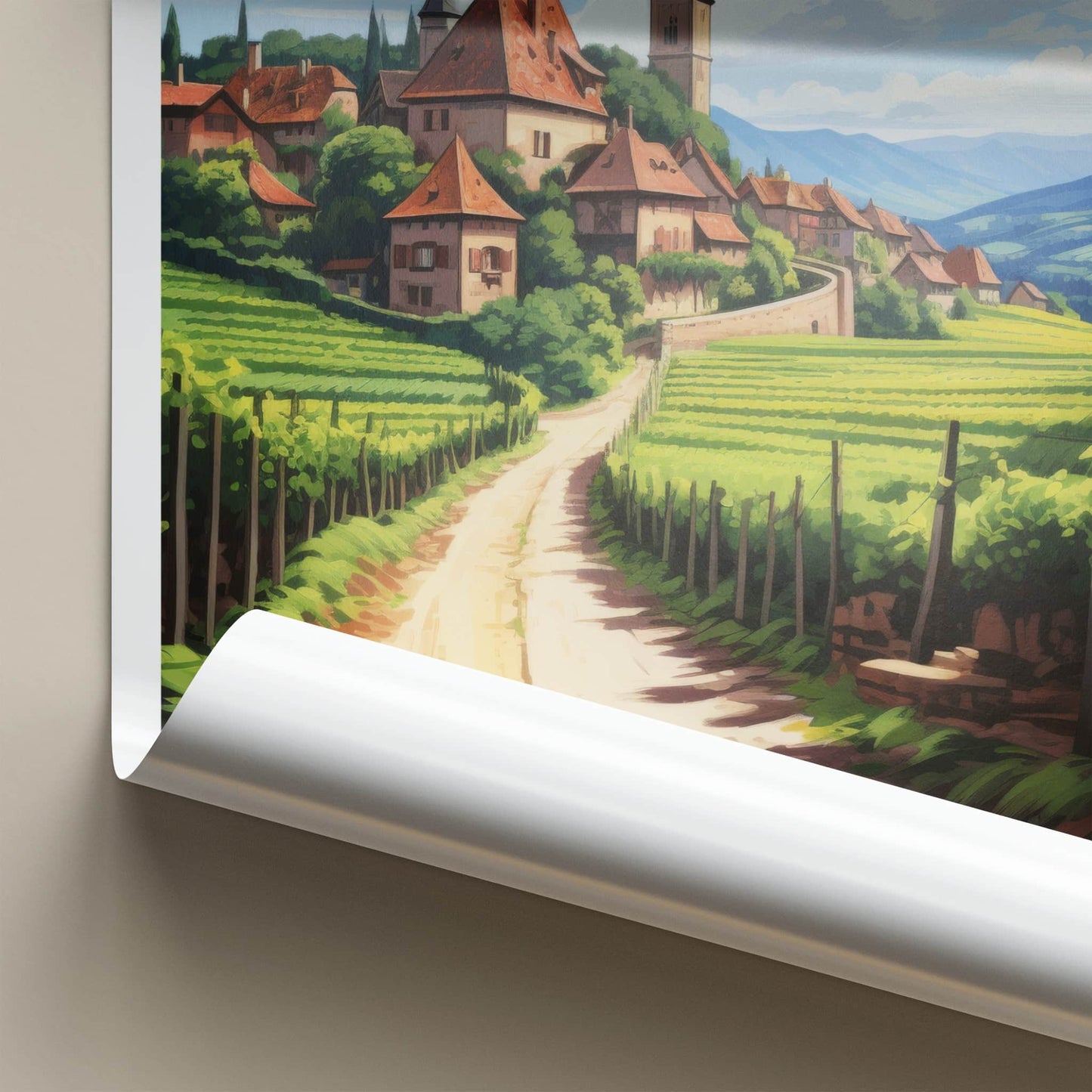 Alsace Poster - France Travel Art - Winding Road Vineyards Home Decor