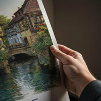 Alsace Poster - France Travel Illustration - Quaint Canal Village Home Decor