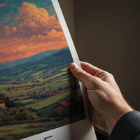 Alsace Poster - France Travel Illustration - Sunset Village View Home Decor