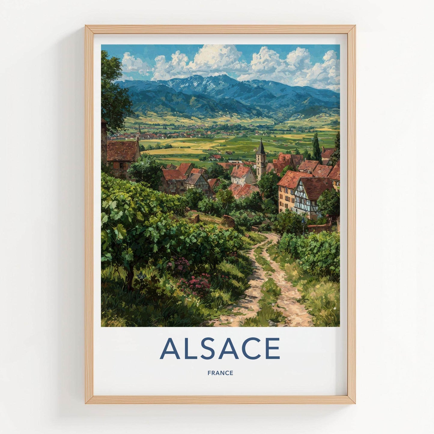 Alsace Poster - France Travel Illustration - Village Valley View Home Decor