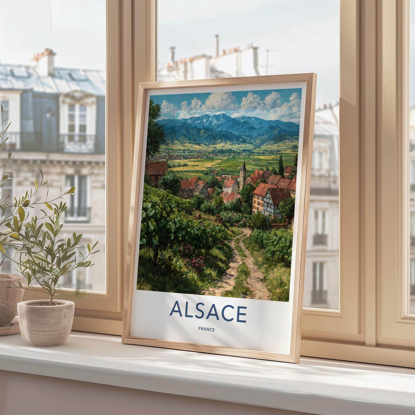 Alsace Poster - France Travel Illustration - Village Valley View Home Decor