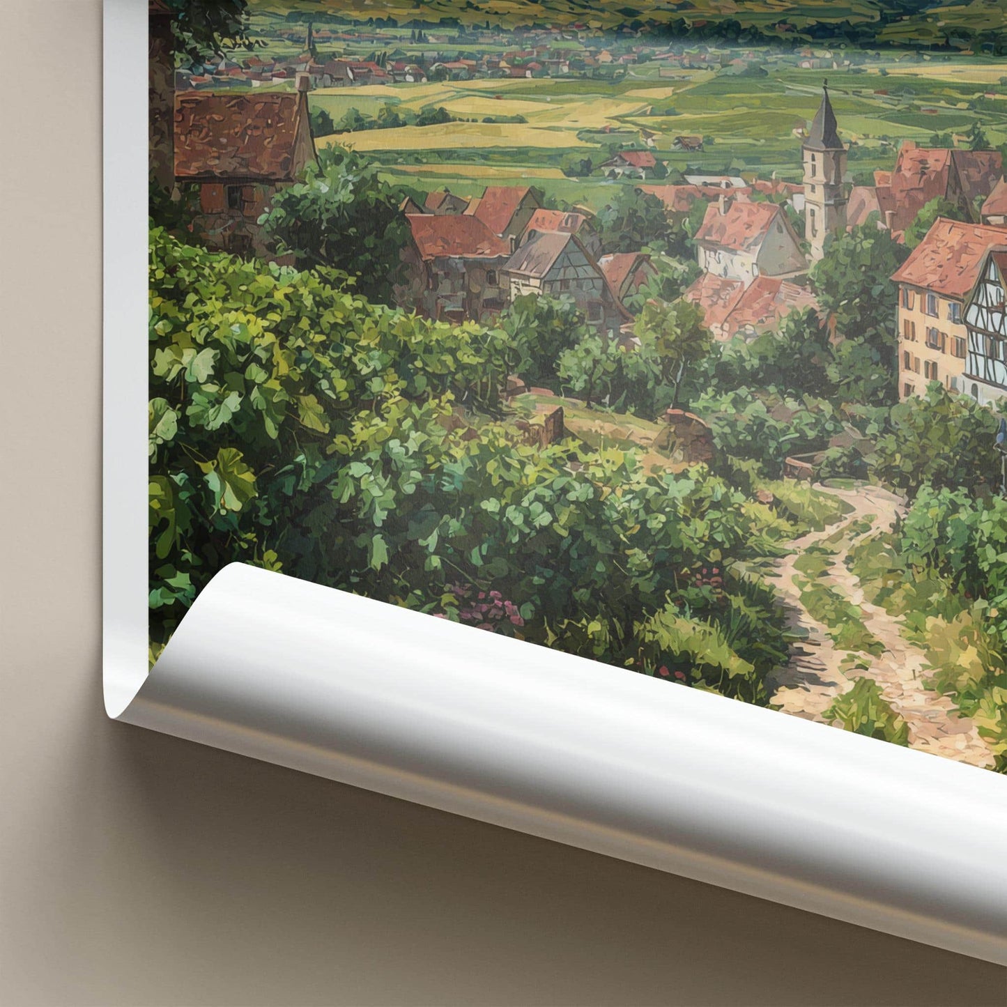 Alsace Poster - France Travel Illustration - Village Valley View Home Decor