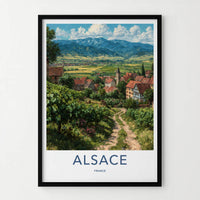 Alsace Poster - France Travel Illustration - Village Valley View Home Decor
