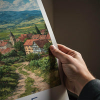 Alsace Poster - France Travel Illustration - Village Valley View Home Decor