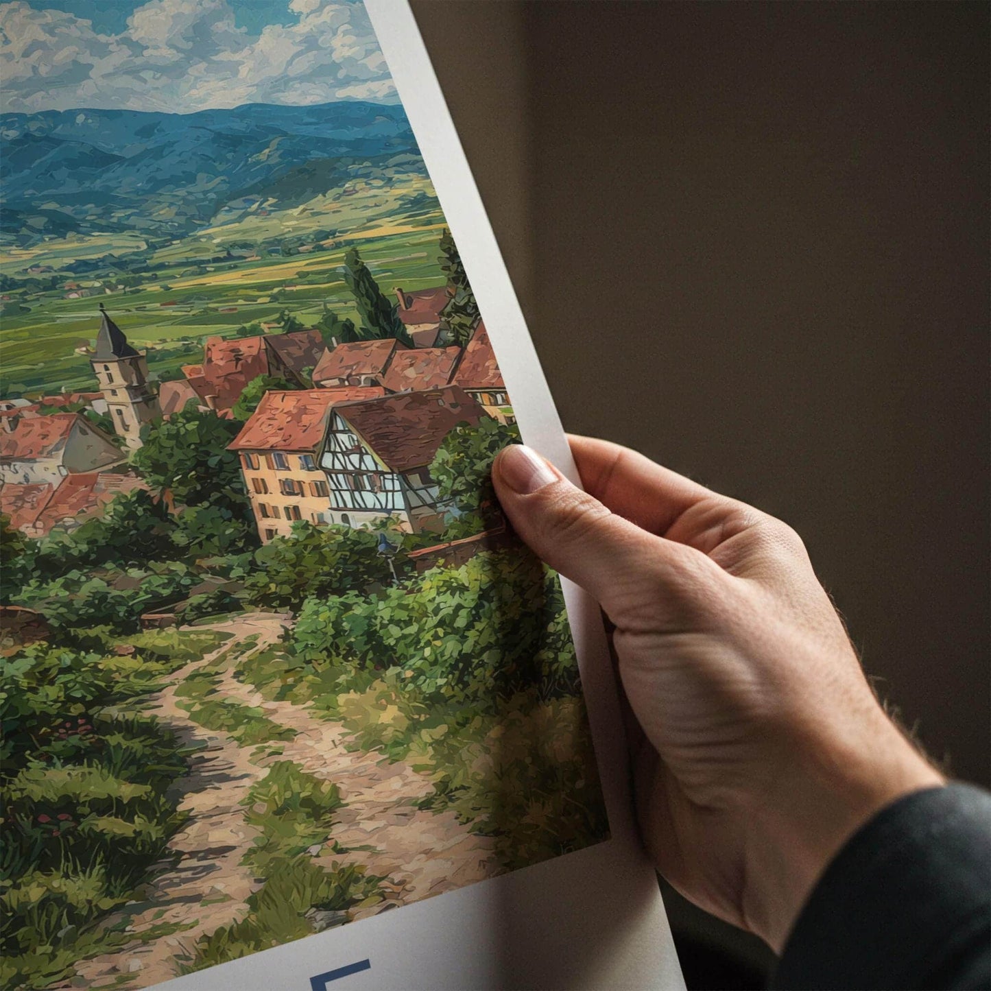Alsace Poster - France Travel Illustration - Village Valley View Home Decor