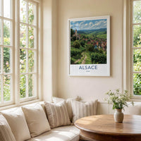 Alsace Poster - France Travel Illustration - Vineyard Village Home Decor