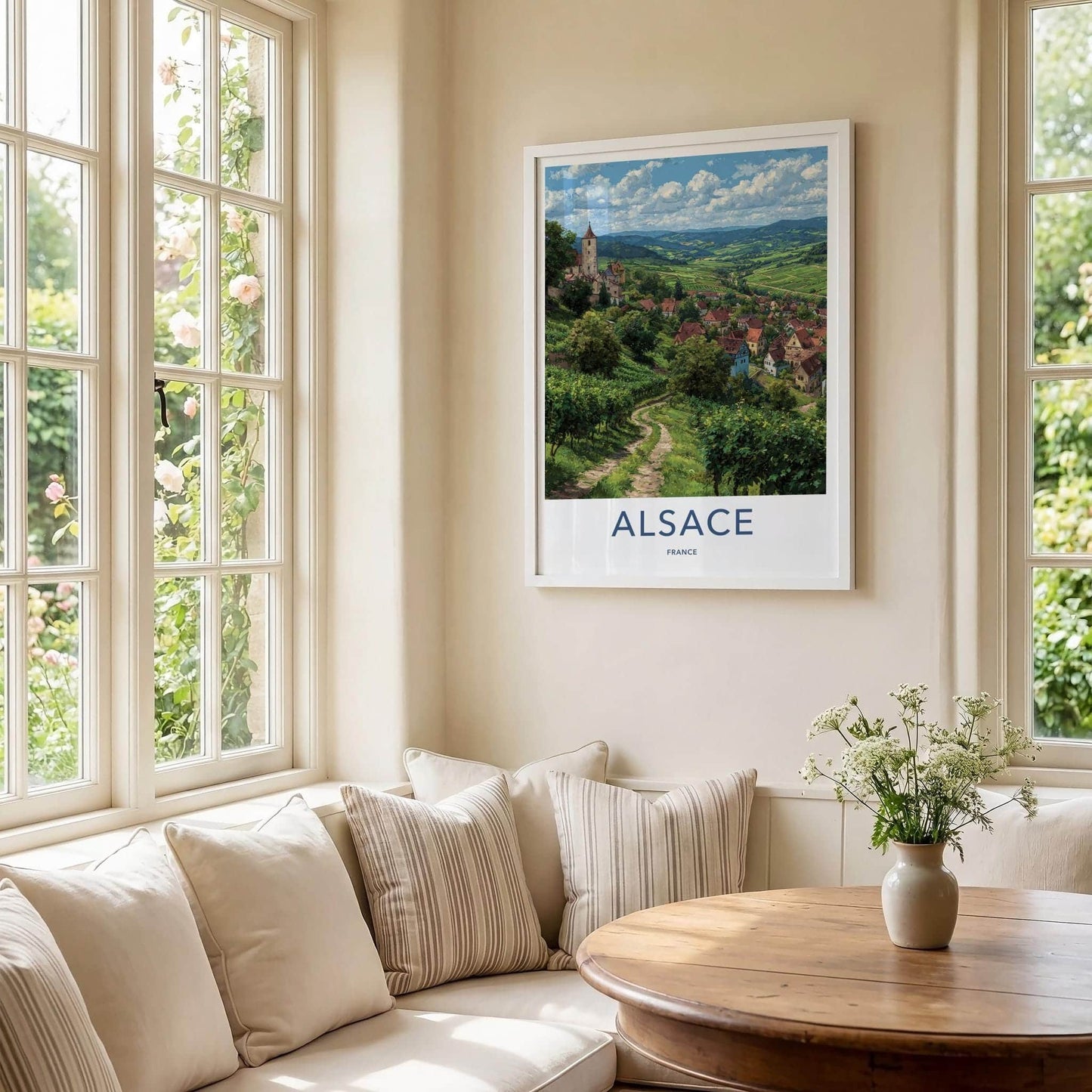 Alsace Poster - France Travel Illustration - Vineyard Village Home Decor