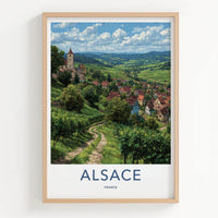 Alsace Poster - France Travel Illustration - Vineyard Village Home Decor