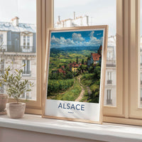Alsace Poster - France Travel Illustration - Vineyard Village Home Decor